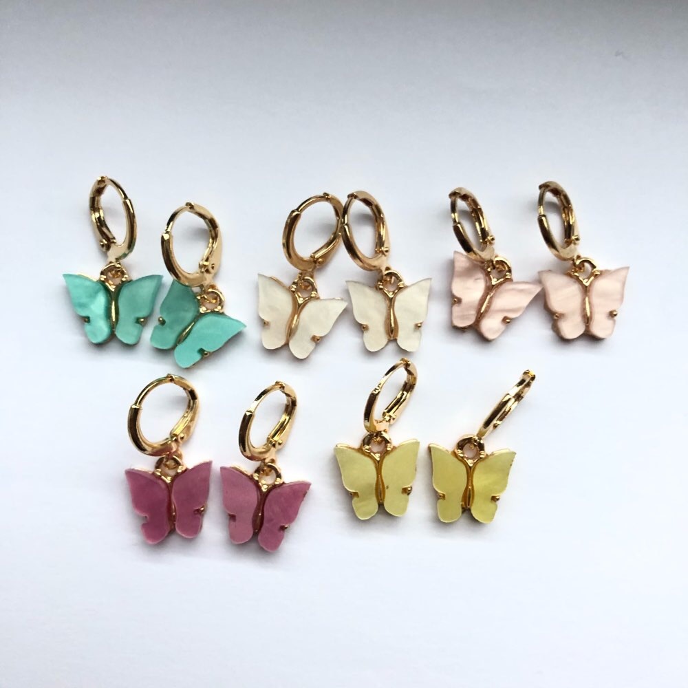 Acrylic butterfly drop earrings